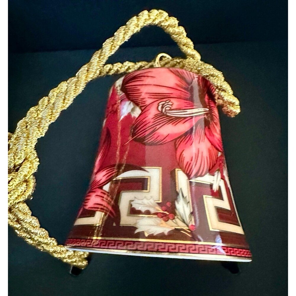 Rare Brand New Versace Bell Christmas Blooms Ornament, Luxury Holiday Decor, NEW